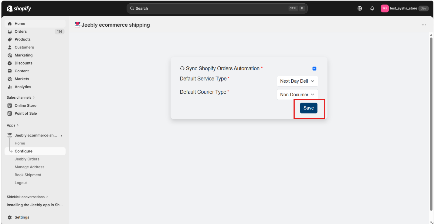 Save Configuration