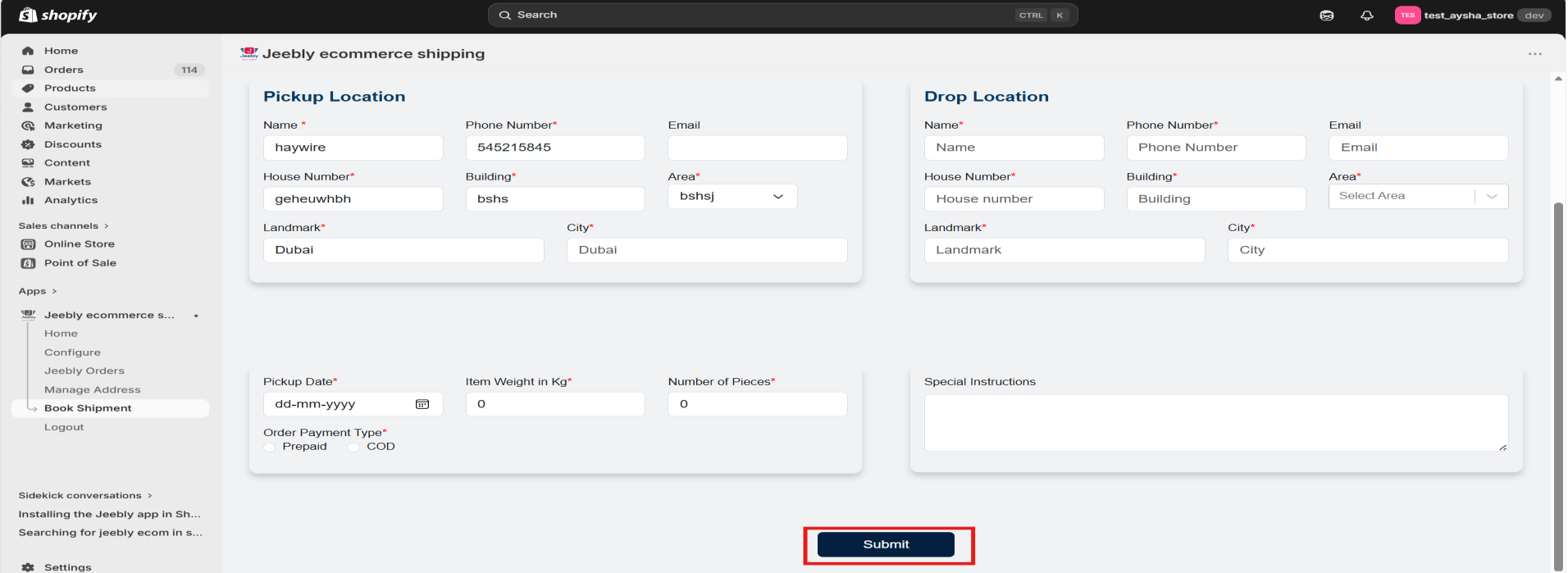 Manual Booking Form