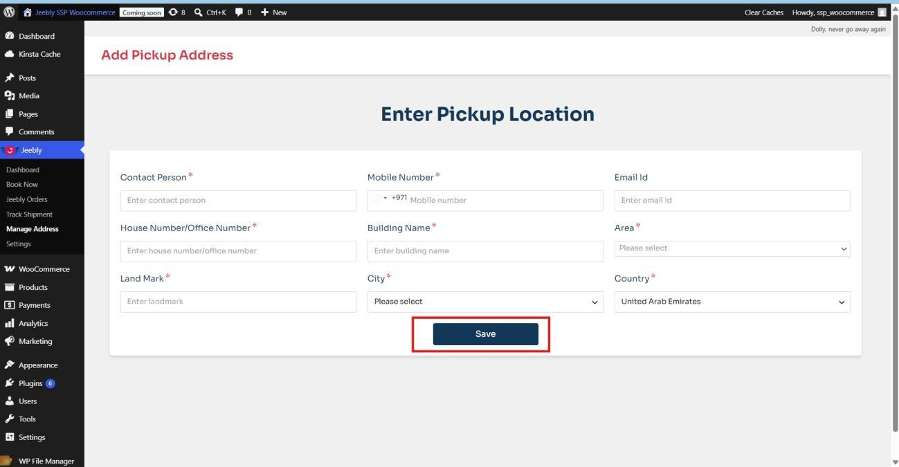 Add Pickup Address Form